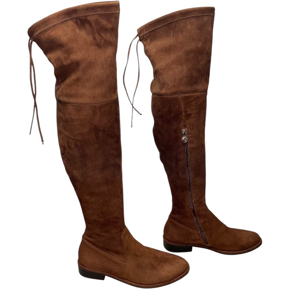 SoleMani Landers Slim 13" Suede Leather Over The Knee High Boots   Size: 6.5M